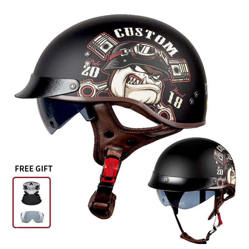 Vintage Open Face Retro Helmet - Vintage Half Open Face Motorcycle Helmet