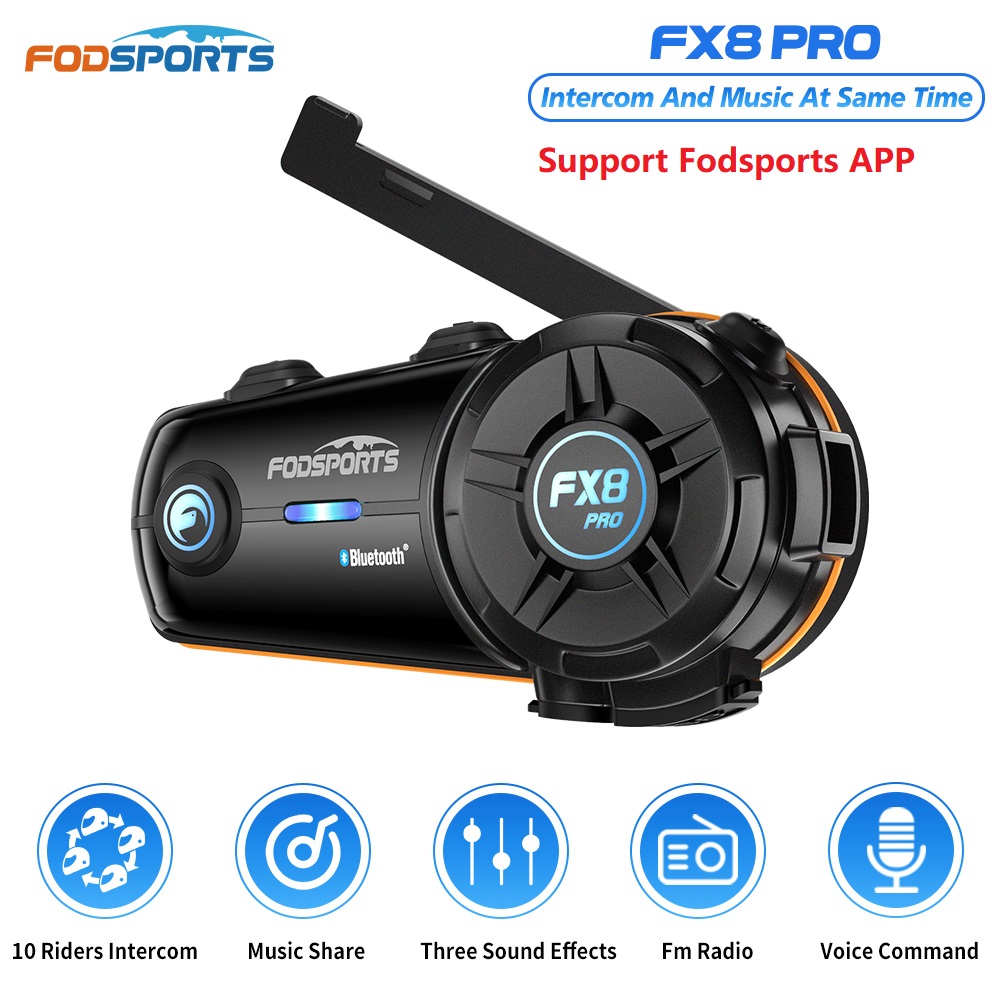 Universal Motorcycle Helmet Intercom Headset - Fodsports FX8 Pro Motorcycle Intercom Bluetooth