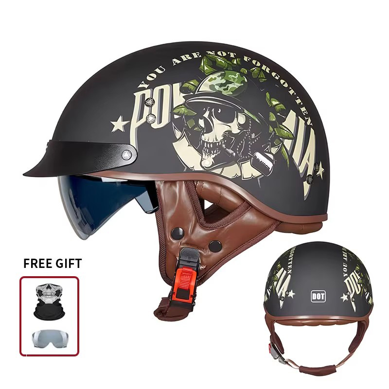 Vintage Half Open Face Motorcy - Vintage Open Face Retro Helmet review and price
