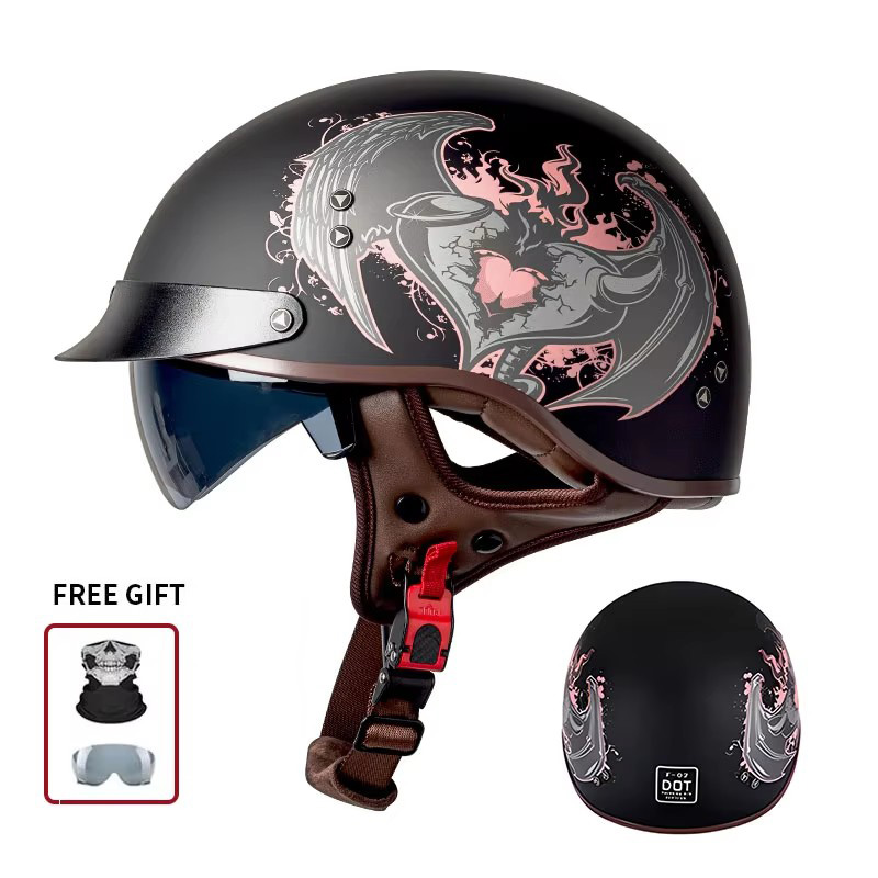 Vintage Half Open Face Motorcy - Vintage Open Face Retro Helmet review and price