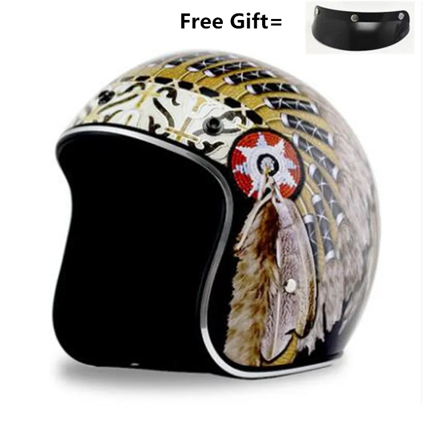 Black Vintage Motorcycle Helme - Vintage Open Face Retro Helmet review and price