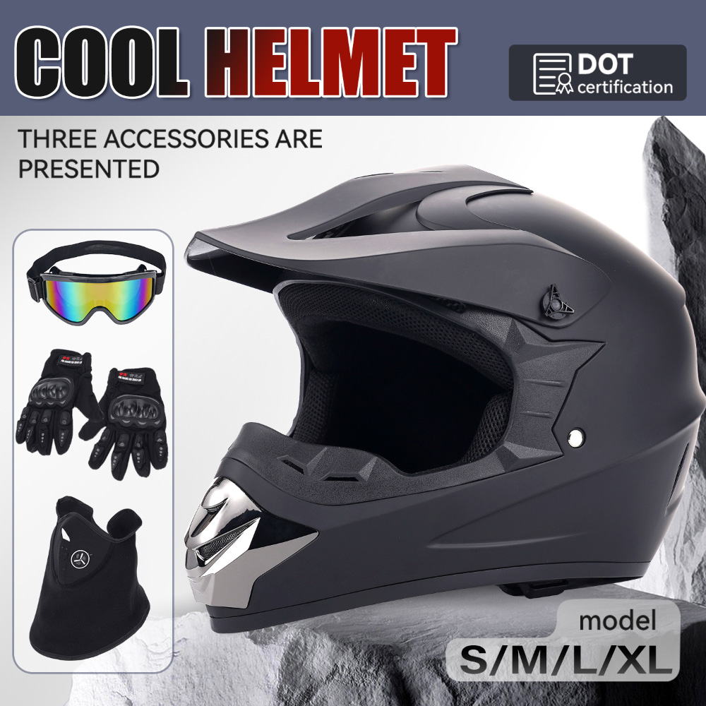 Off‑Road Motorcycle Helmet Fou - Off Road Motocross Helmet Goggles Set review and price