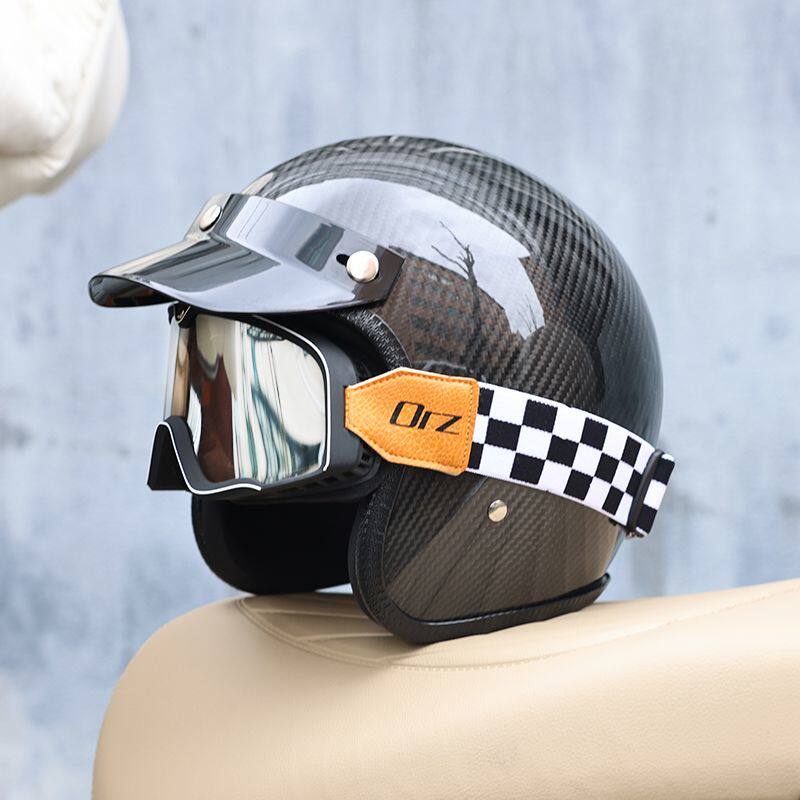 2026 Carbon Fiber Vintage Helm - Carbon Fiber Lightweight Motorcycle Helmet review and price